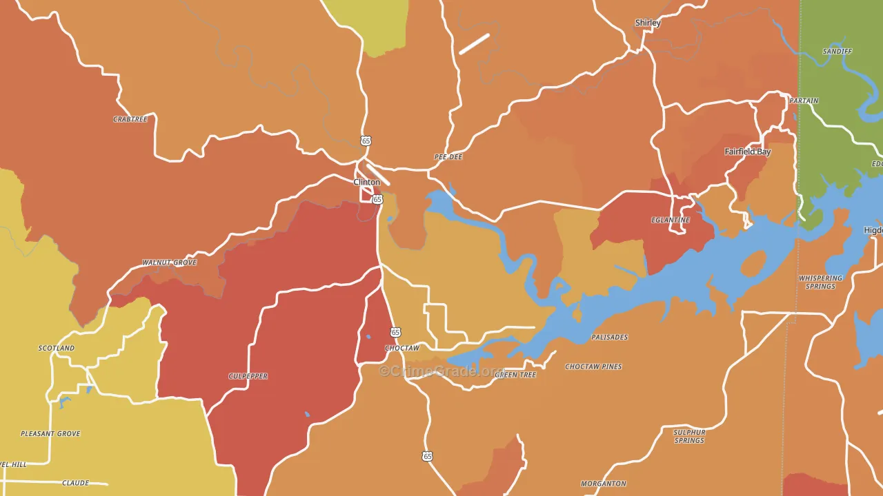 Van Buren County, AR Map of Drug-Related Crime Rates