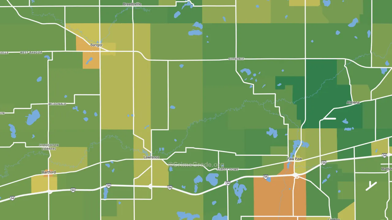Van Buren County, MI Map of Drug-Related Crime Rates