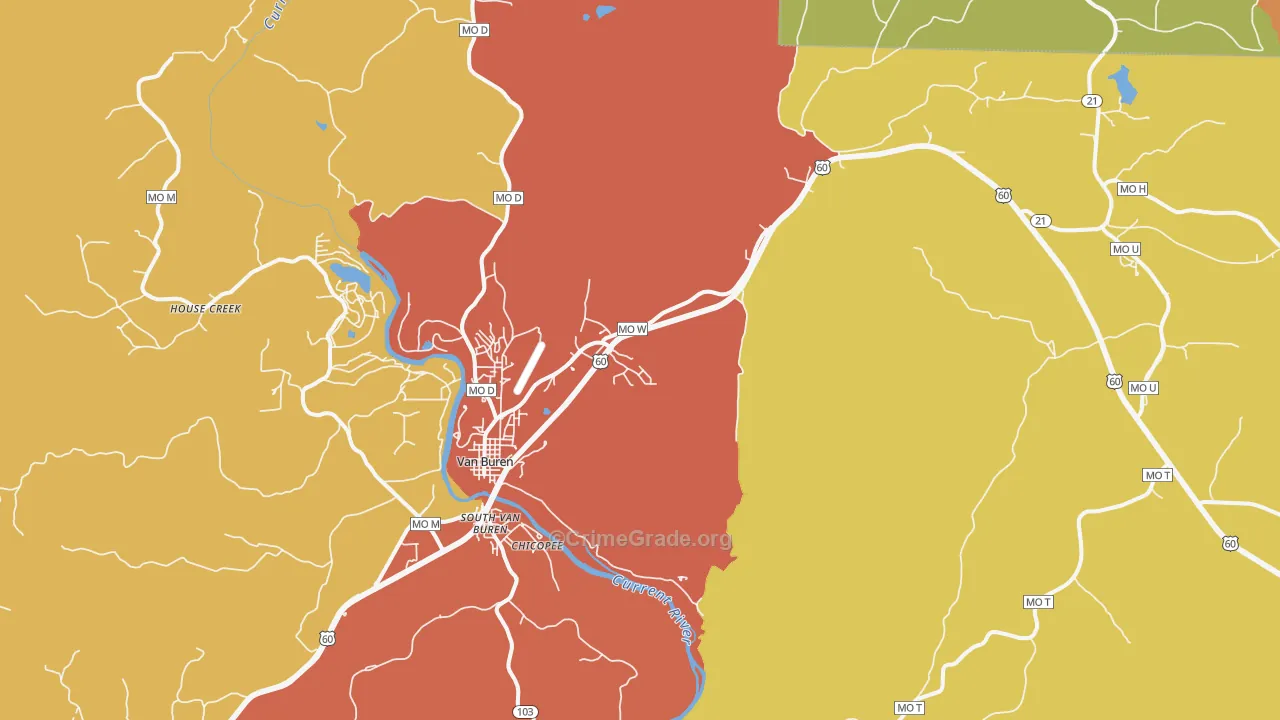Van Buren, MO Map of Drug-Related Crime Rates