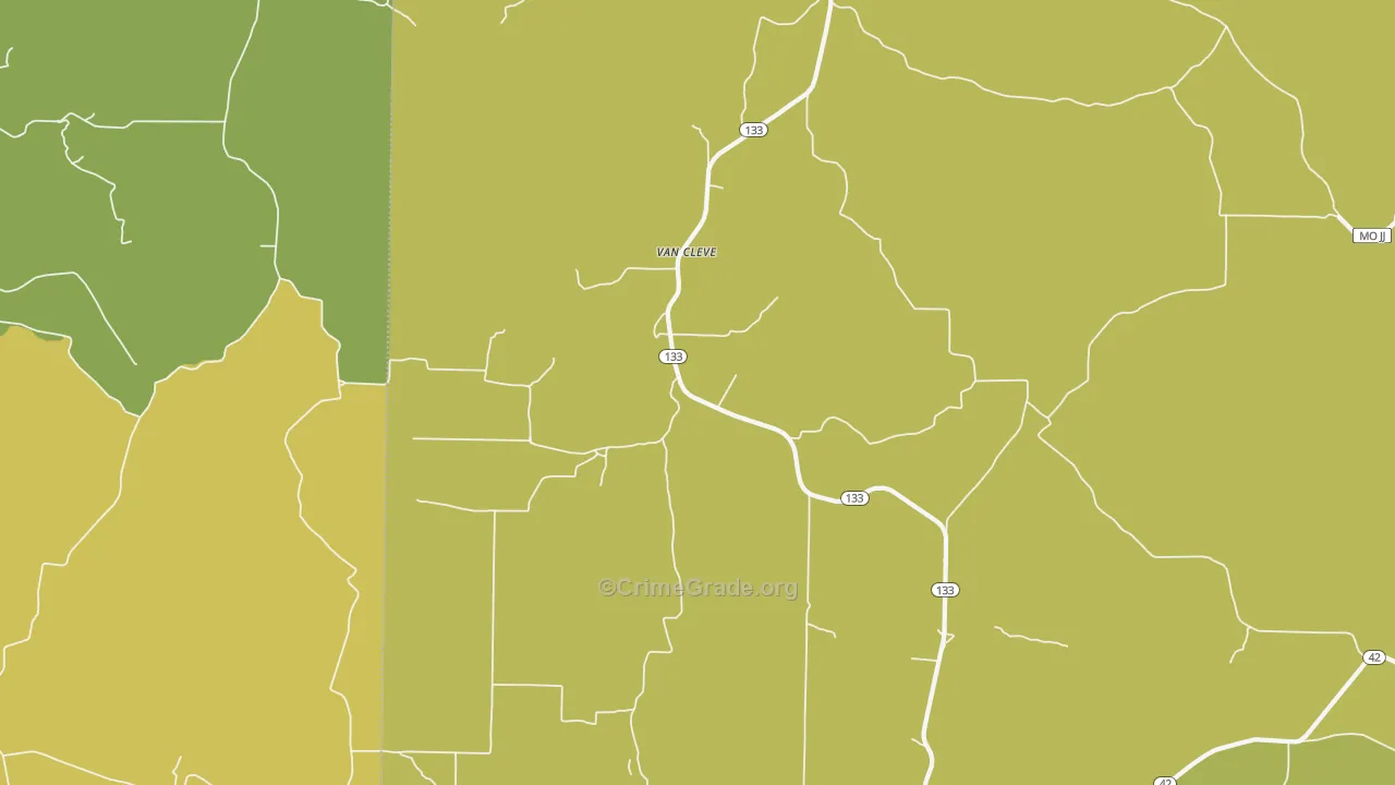 Van Cleve, MO Map of Drug-Related Crime Rates