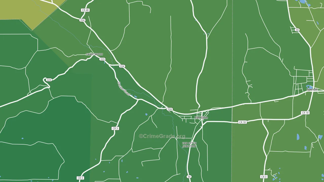 Van Etten, NY Map of Drug-Related Crime Rates