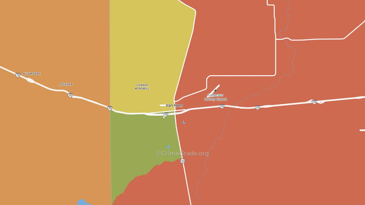 Van Horn, TX Map of Drug-Related Crime Rates