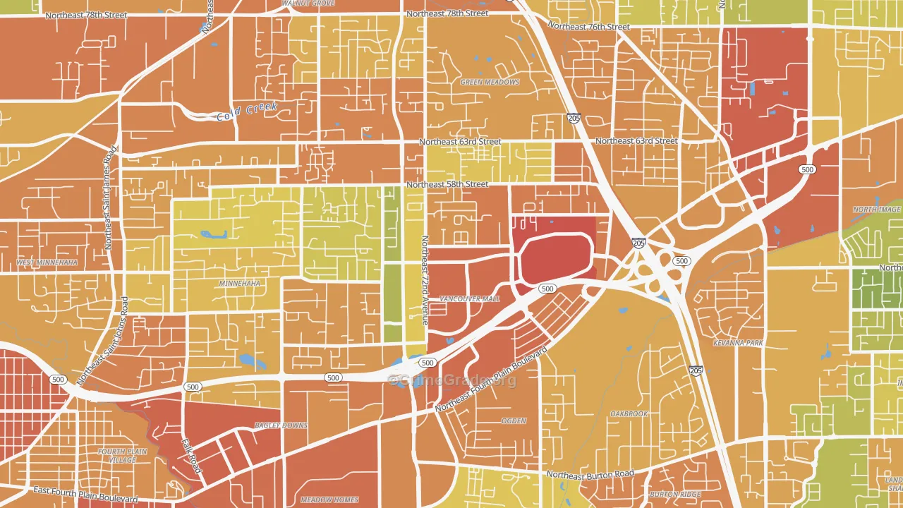 Van Mall, Vancouver, WA Map of Drug-Related Crime Rates