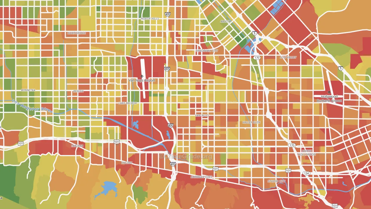 Van Nuys, CA Map of Drug-Related Crime Rates