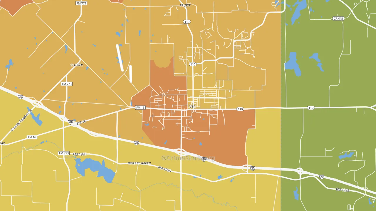 Van, TX Map of Drug-Related Crime Rates