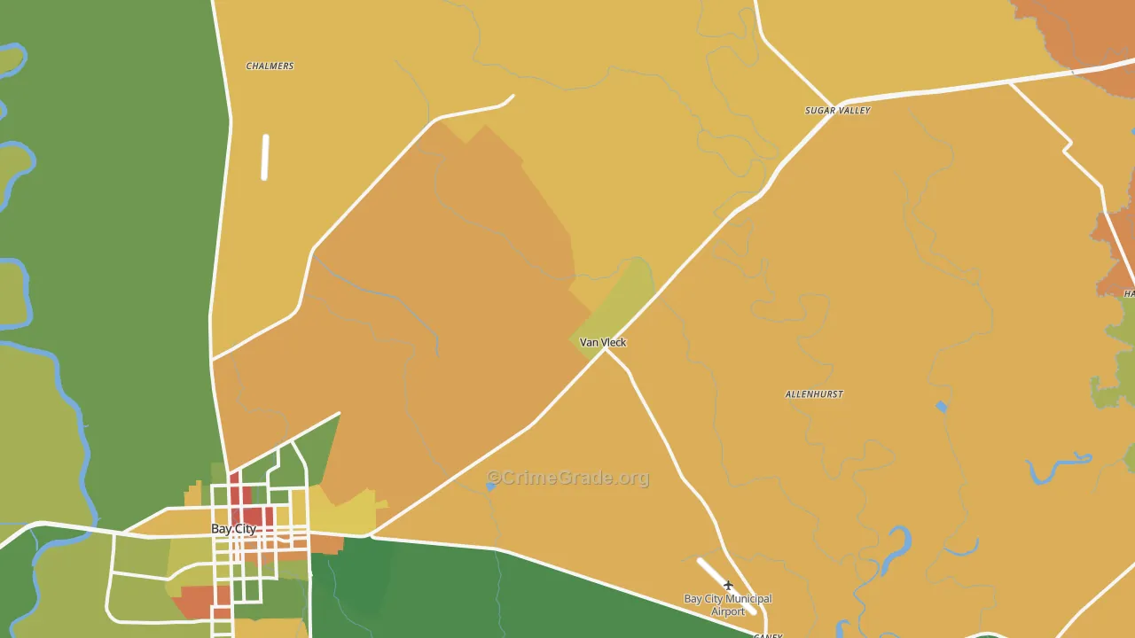 Van Vleck, TX Map of Drug-Related Crime Rates