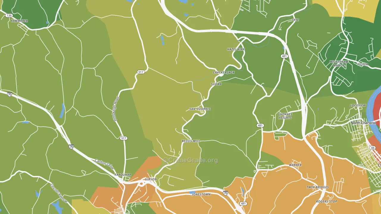 Van Voorhis, PA Map of Drug-Related Crime Rates