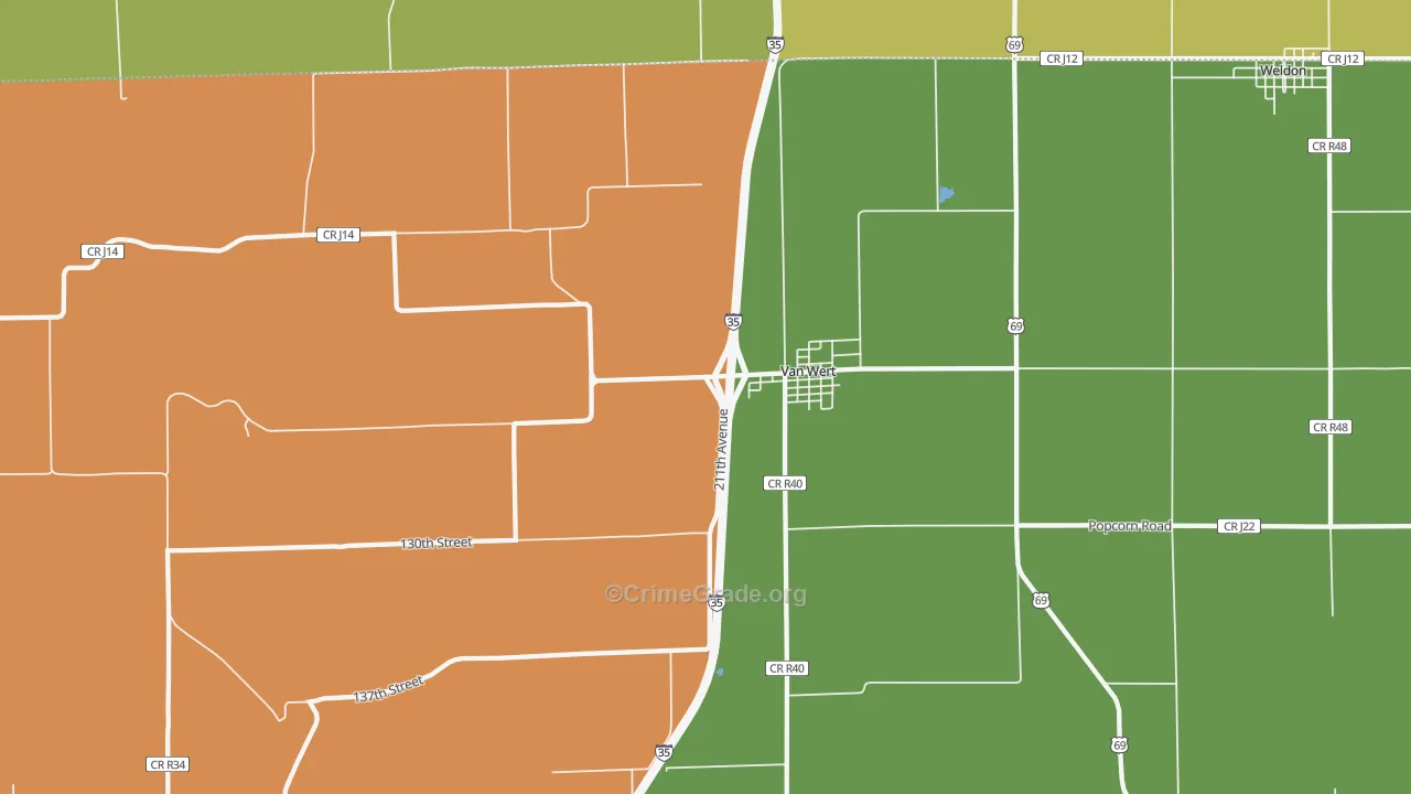 Van Wert, IA Map of Drug-Related Crime Rates