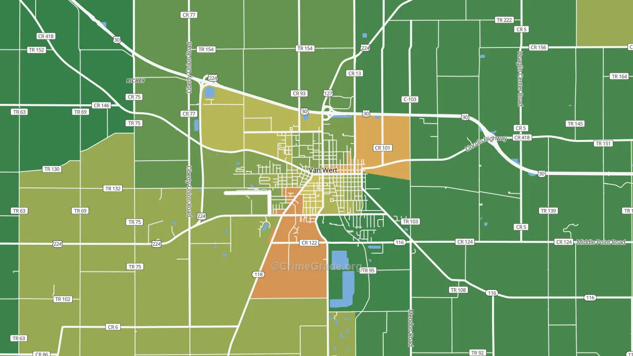 Van Wert, OH Map of Drug-Related Crime Rates