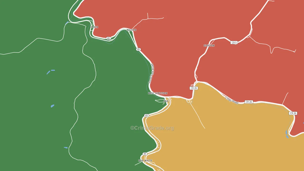 Van, WV Map of Drug-Related Crime Rates