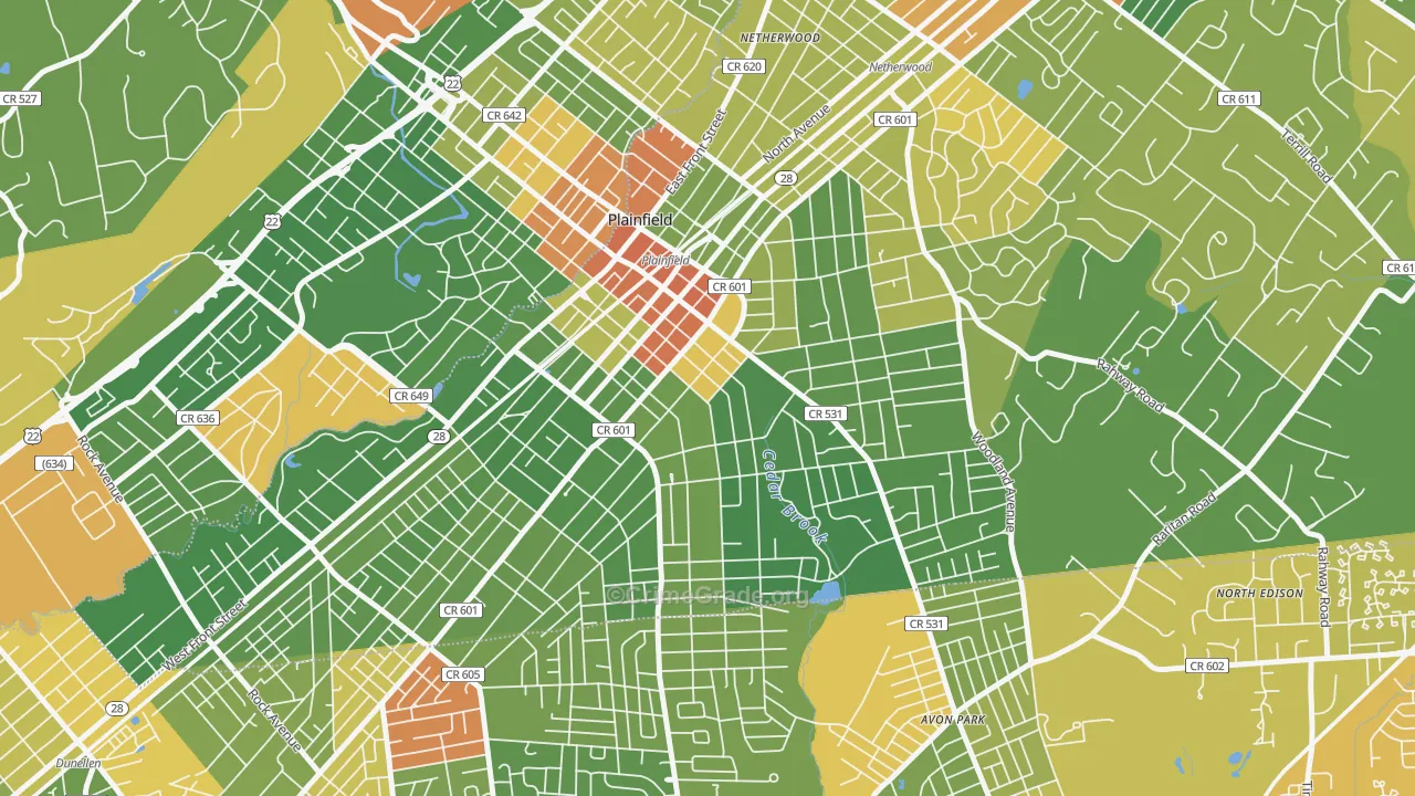 Van Wyck Brooks Historic District, Plainfield, NJ Map of Drug-Related Crime Rates