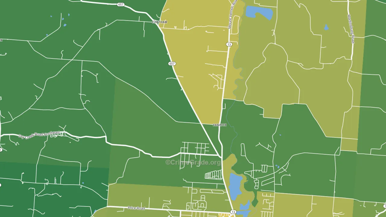 Vanatta, OH Map of Drug-Related Crime Rates