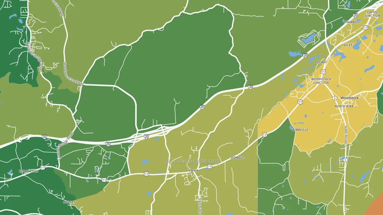 Vance, AL Map of Drug-Related Crime Rates