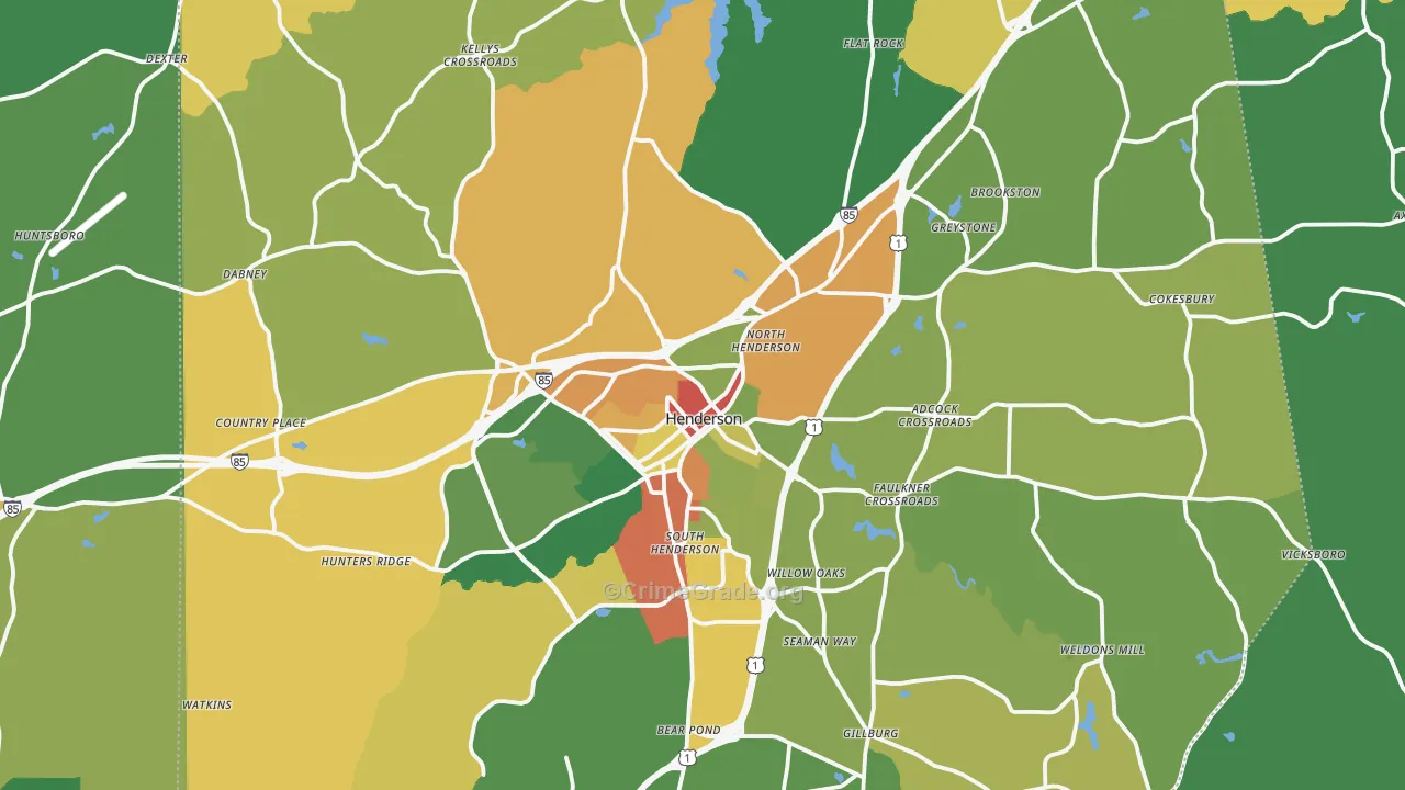 Vance County, NC Map of Drug-Related Crime Rates