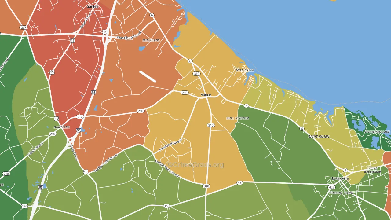 Vance, SC Map of Drug-Related Crime Rates