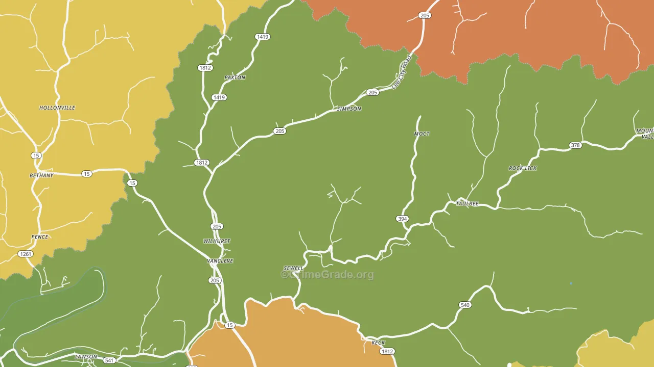 Vancleve, KY Map of Drug-Related Crime Rates