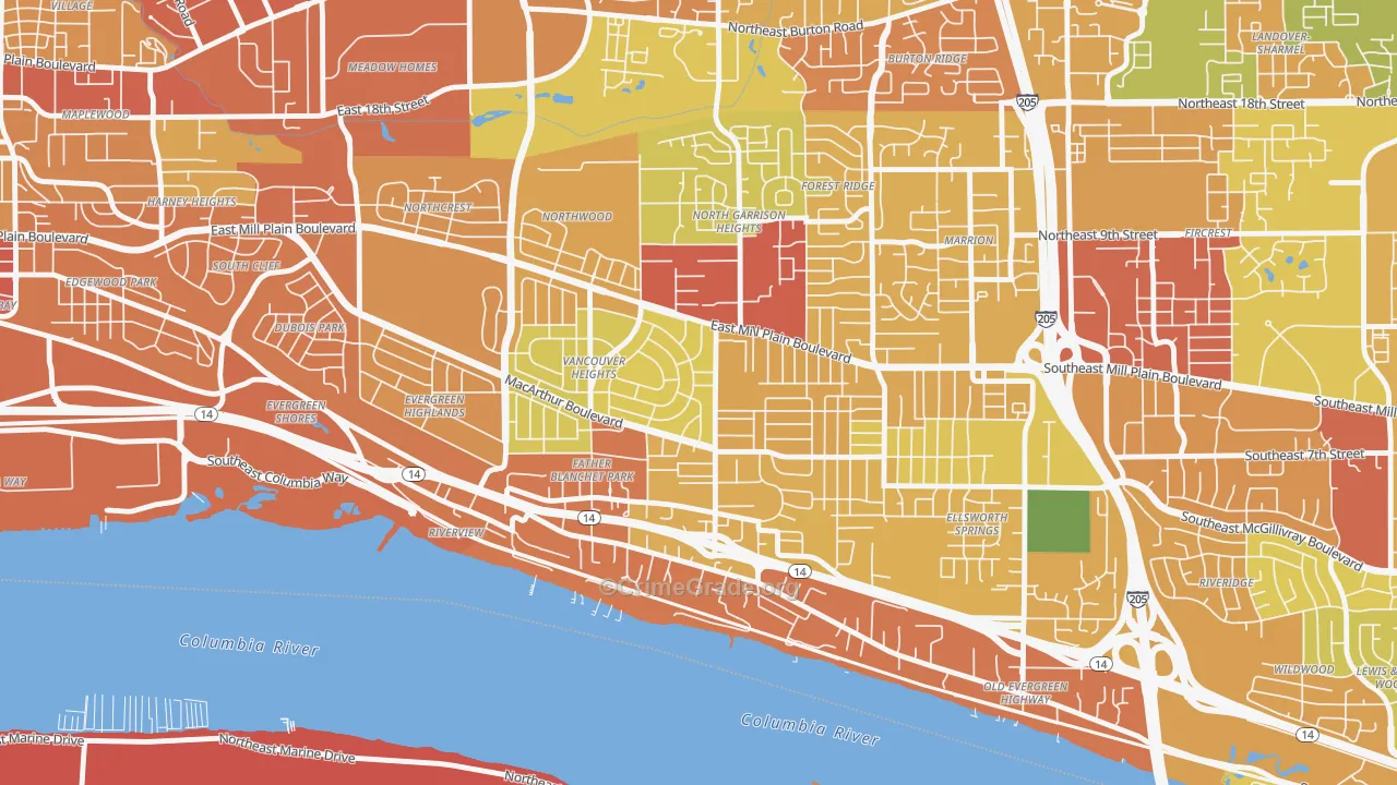 Vancouver Heights, Vancouver, WA Map of Drug-Related Crime Rates