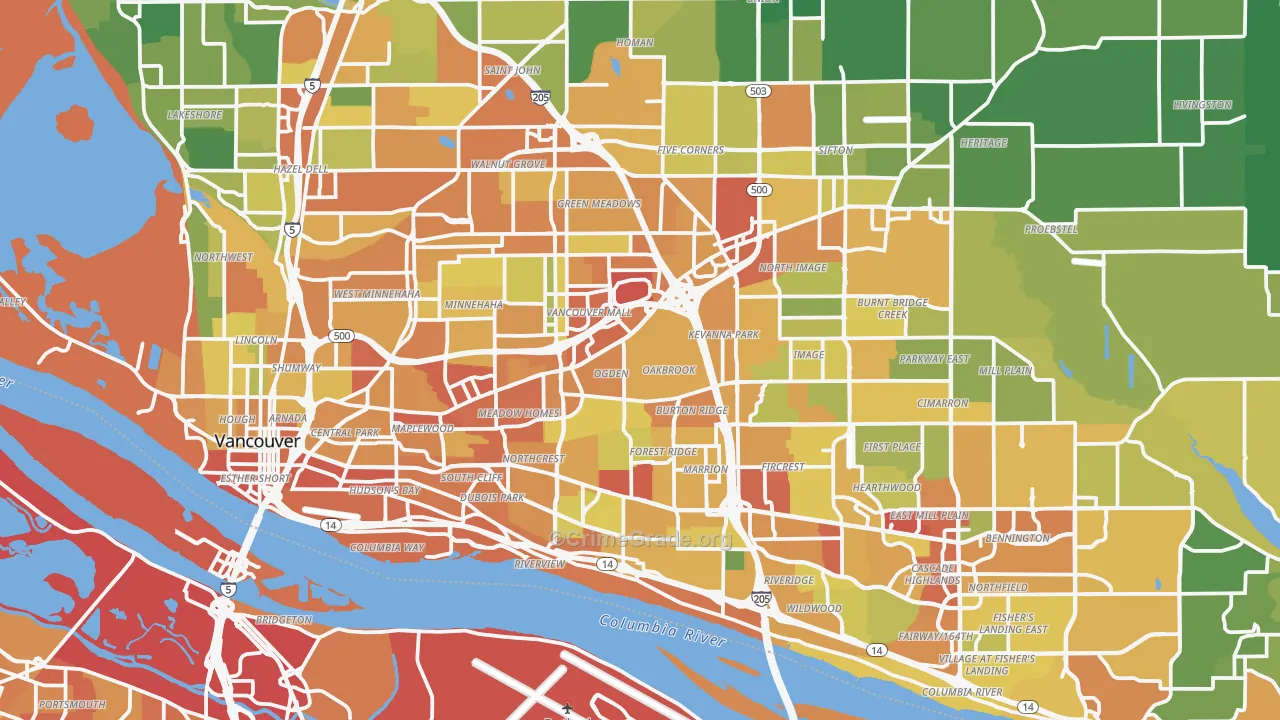 Vancouver, WA Map of Drug-Related Crime Rates