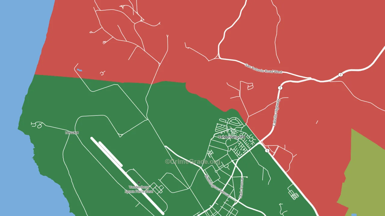 Vandenberg Air Force Base, CA Map of Drug-Related Crime Rates