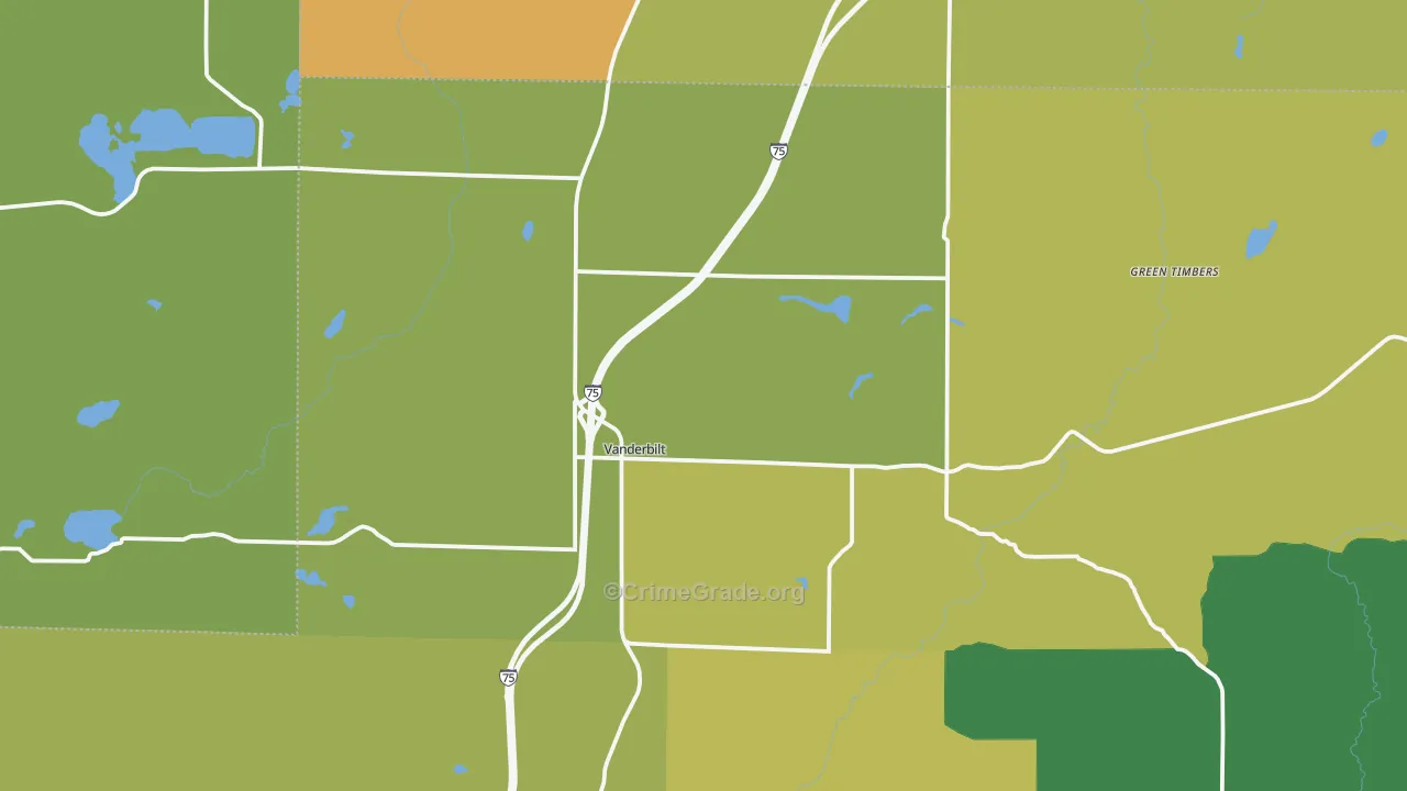 Vanderbilt, MI Map of Drug-Related Crime Rates