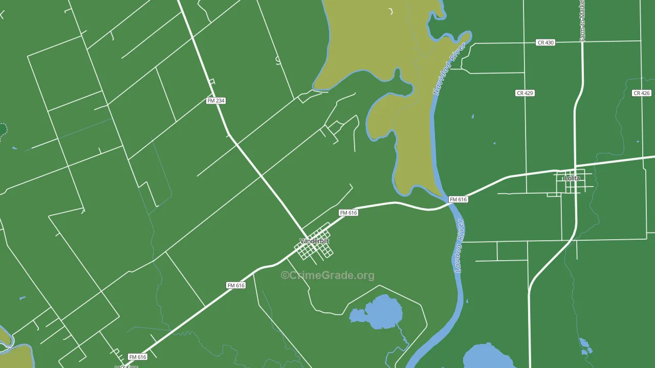 Vanderbilt, TX Map of Drug-Related Crime Rates