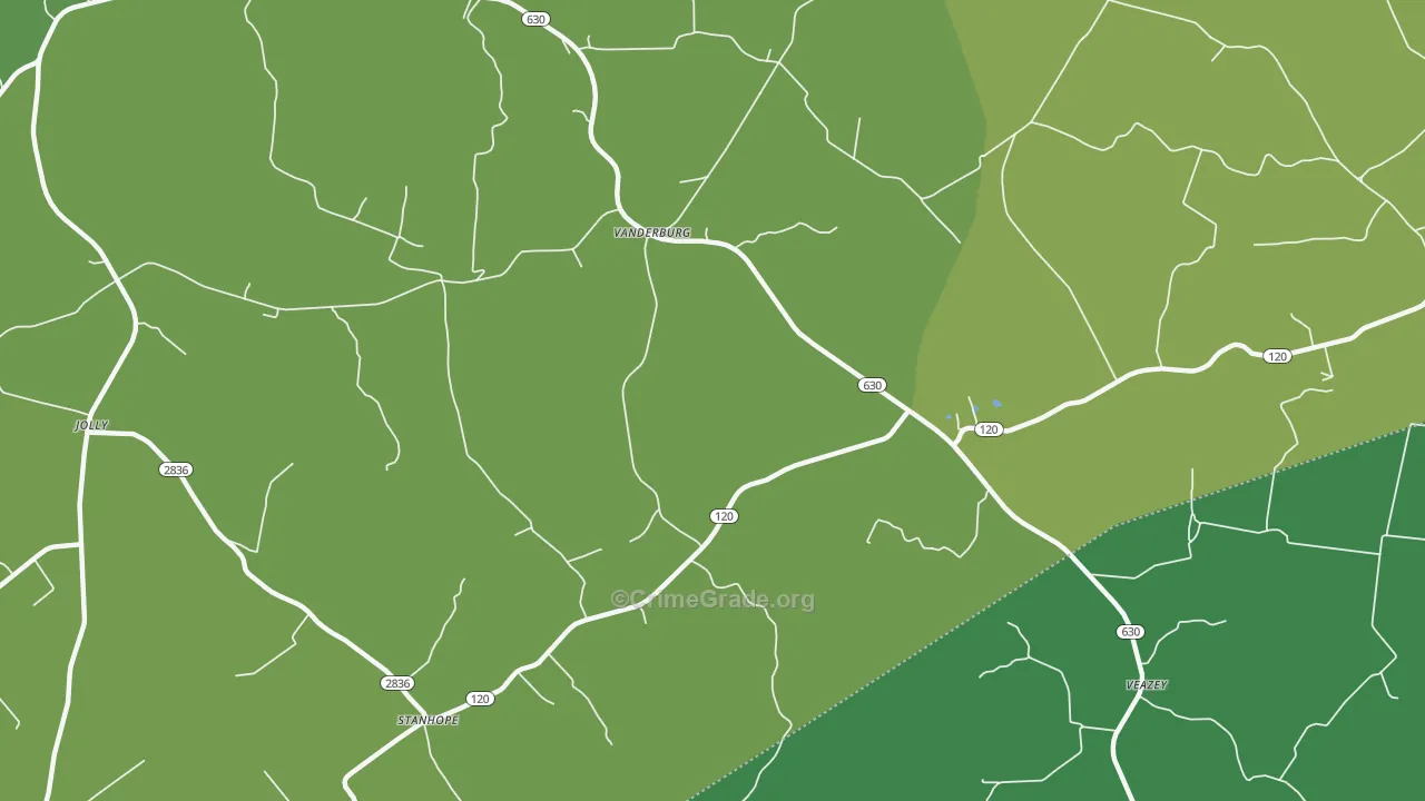 Vanderburg, KY Map of Drug-Related Crime Rates