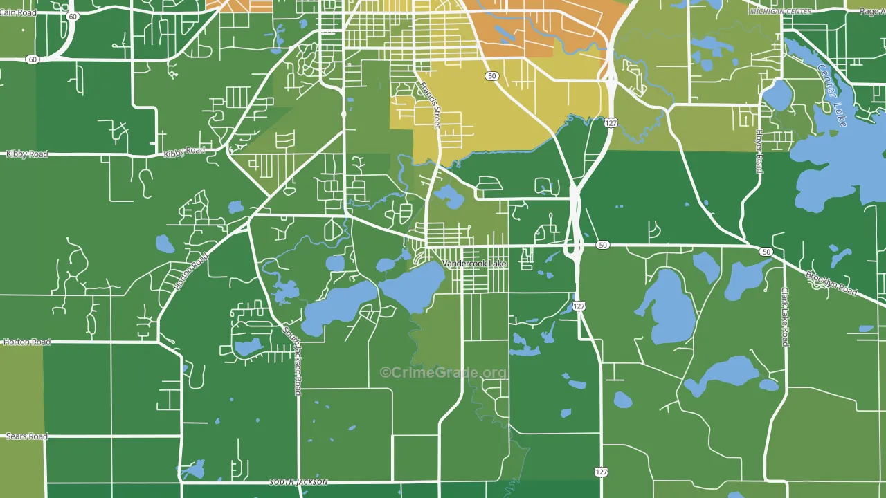 Vandercook Lake, MI Map of Drug-Related Crime Rates