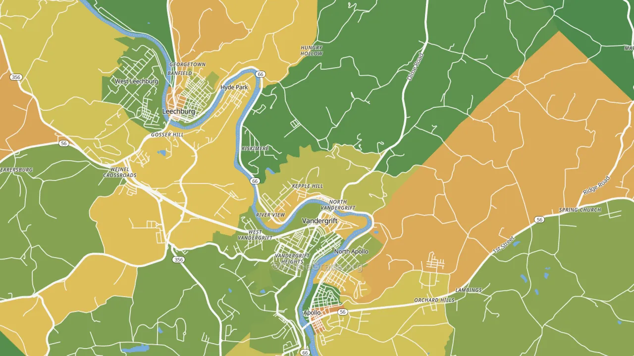 Vandergrift, PA Map of Drug-Related Crime Rates