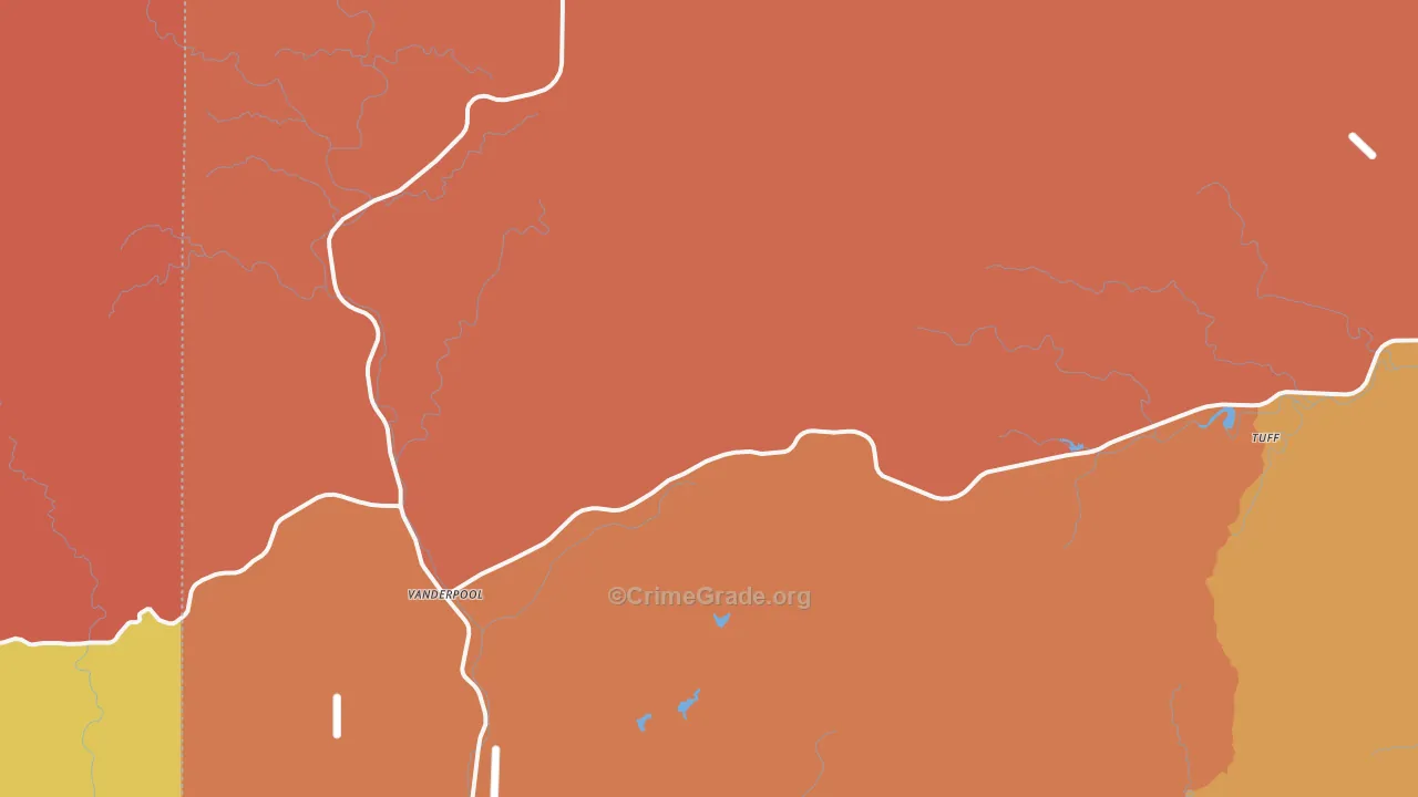 Vanderpool, TX Map of Drug-Related Crime Rates