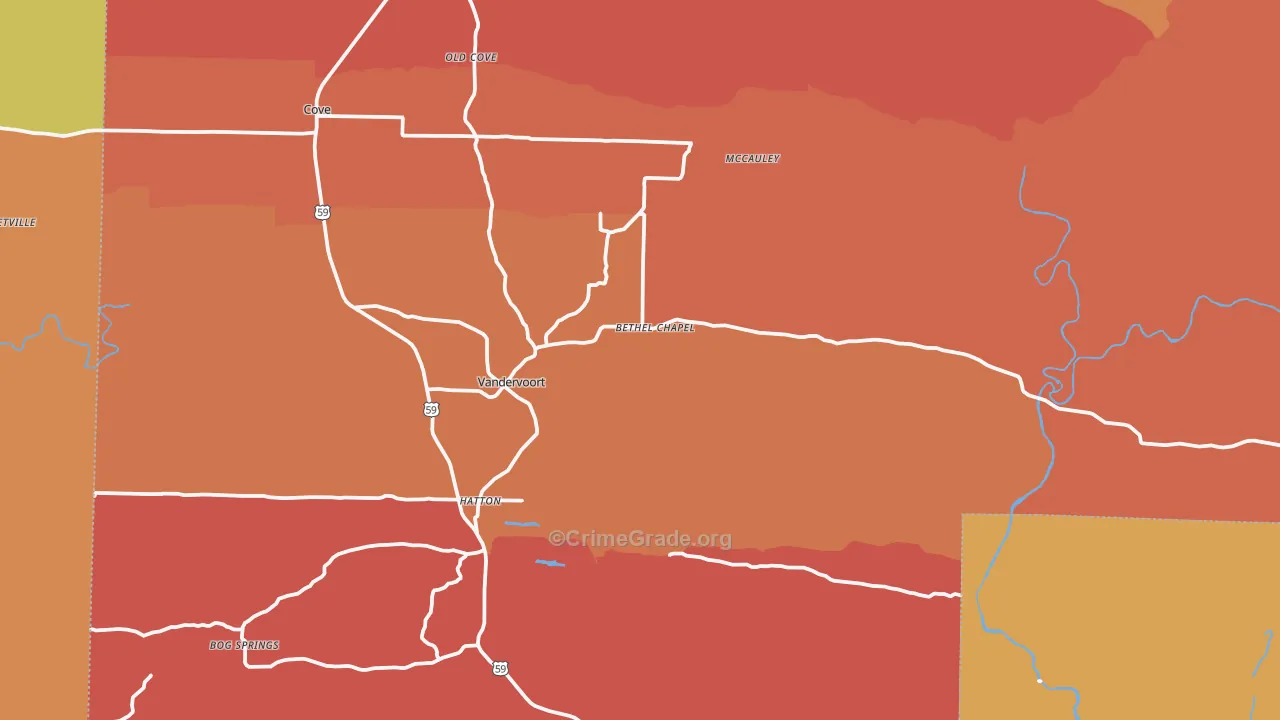 Vandervoort, AR Map of Drug-Related Crime Rates