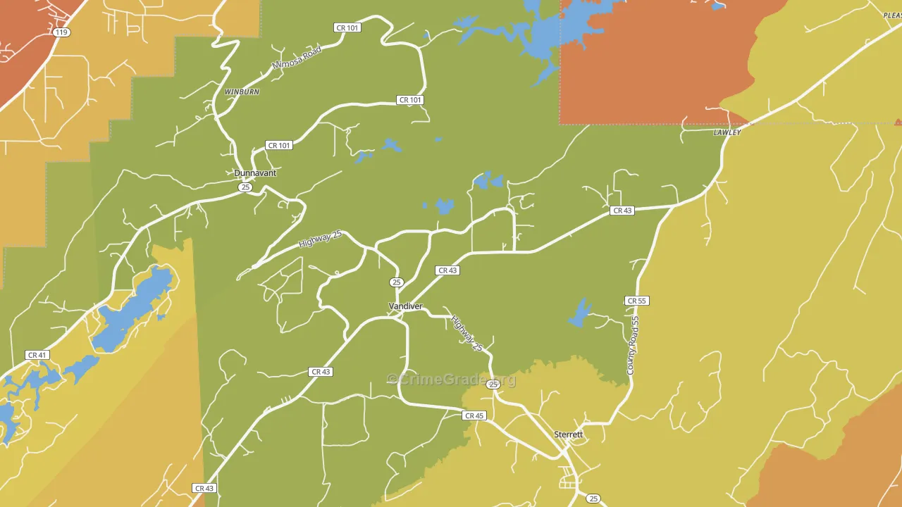 Vandiver, AL Map of Drug-Related Crime Rates