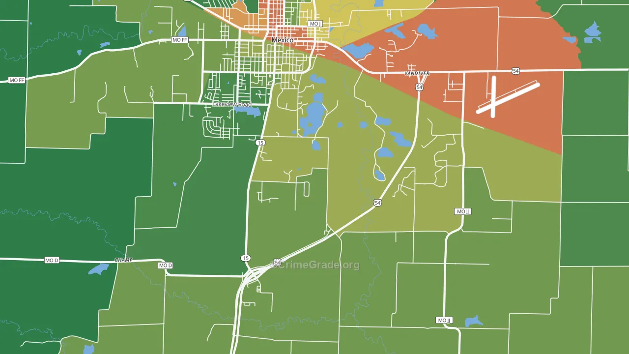 Vandiver, MO Map of Drug-Related Crime Rates