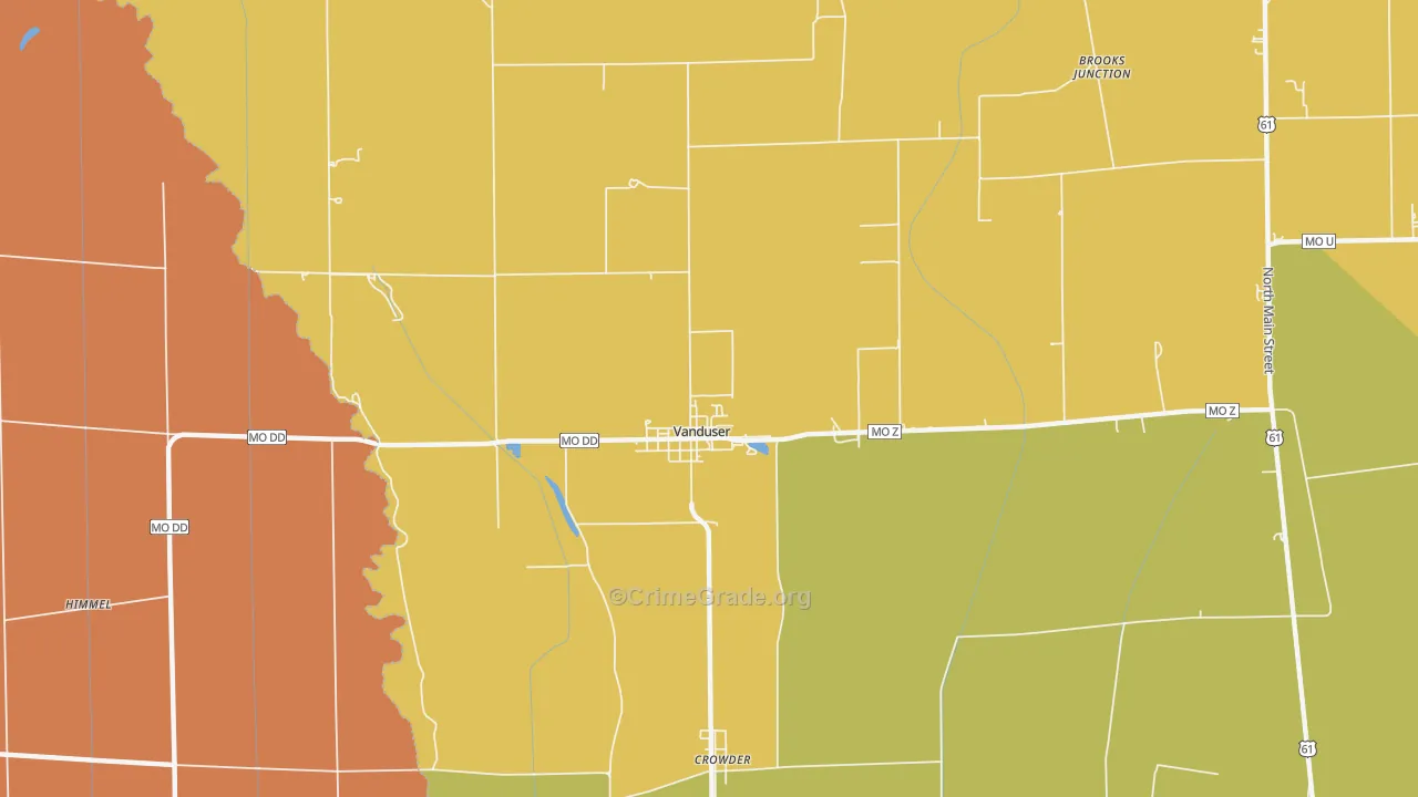 Vanduser, MO Map of Drug-Related Crime Rates