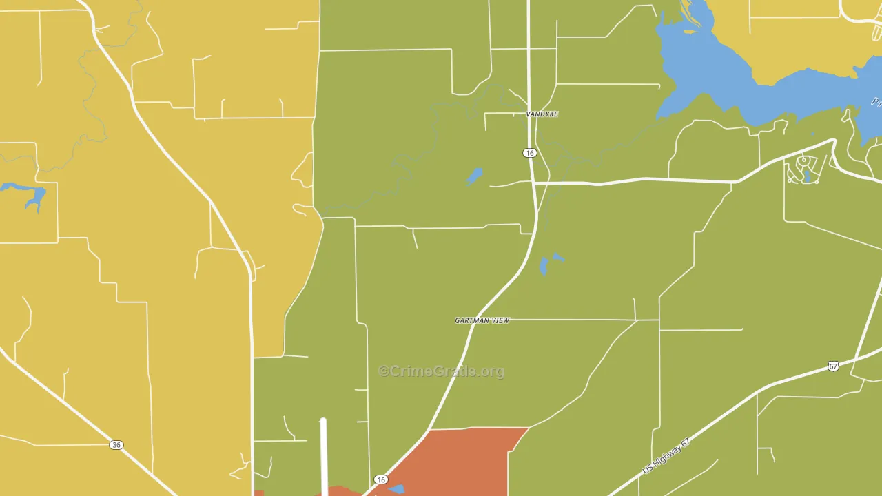 Vandyke, TX Map of Drug-Related Crime Rates