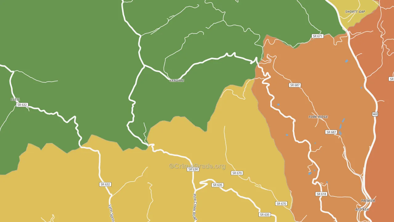 Vandyke, VA Map of Drug-Related Crime Rates