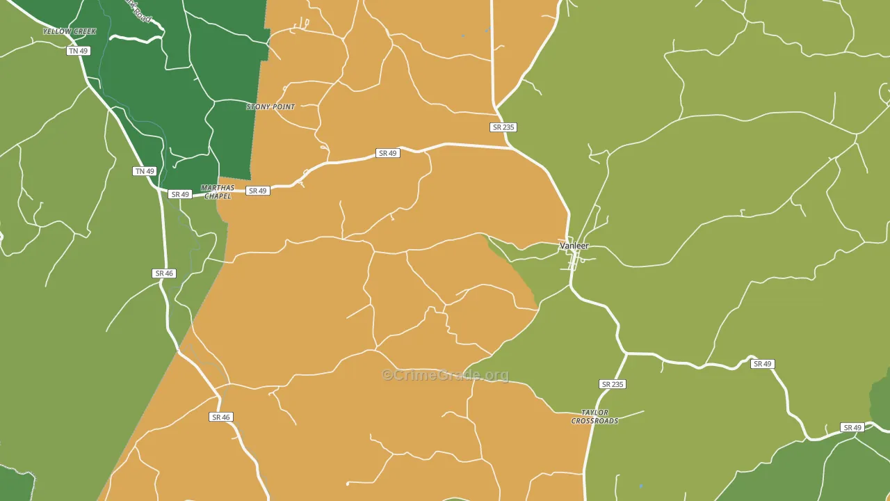 Vanleer, TN Map of Drug-Related Crime Rates