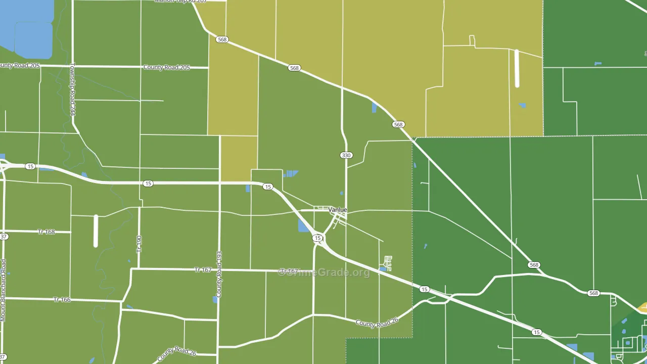 Vanlue, OH Map of Drug-Related Crime Rates