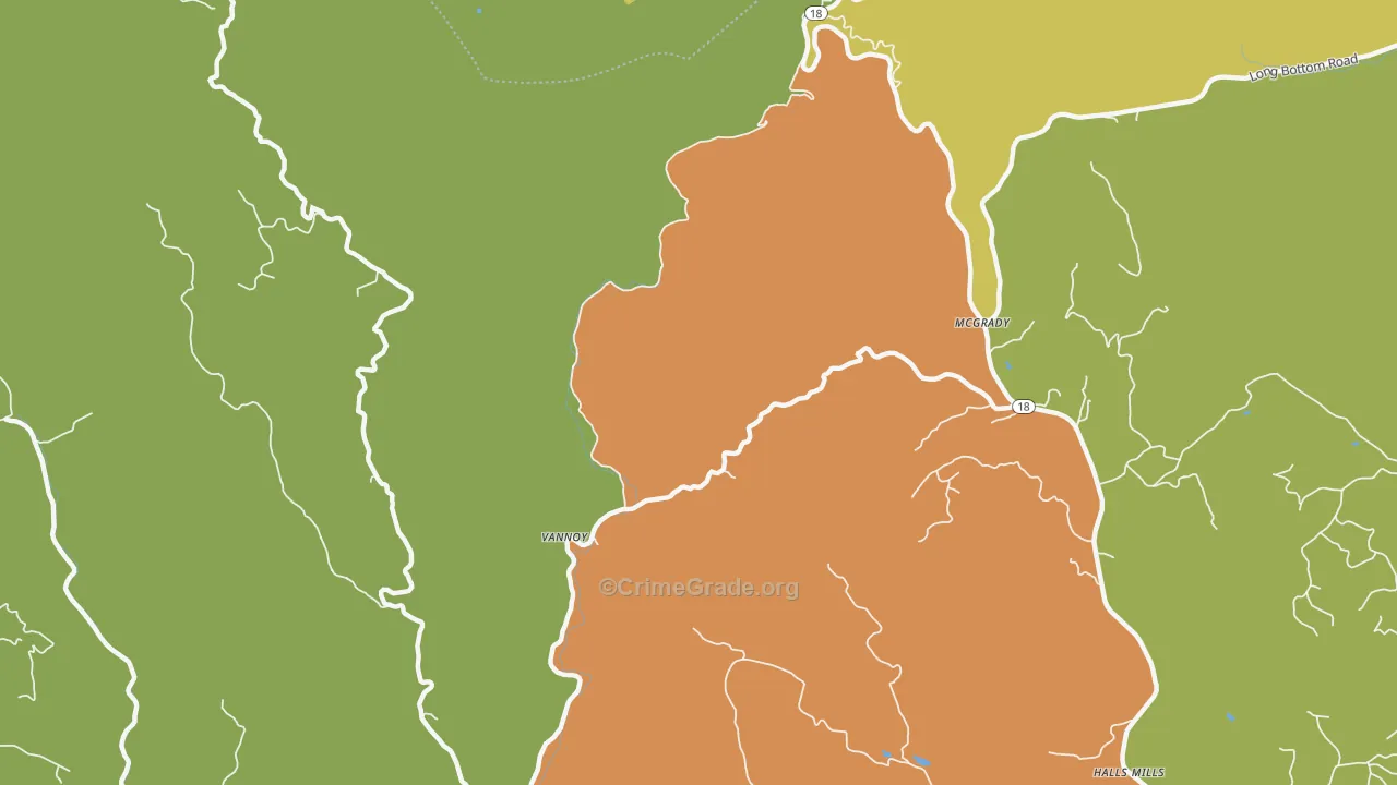 Vannoy, NC Map of Drug-Related Crime Rates