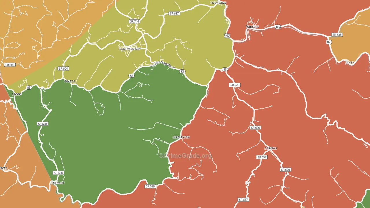 Vansant, VA Map of Drug-Related Crime Rates