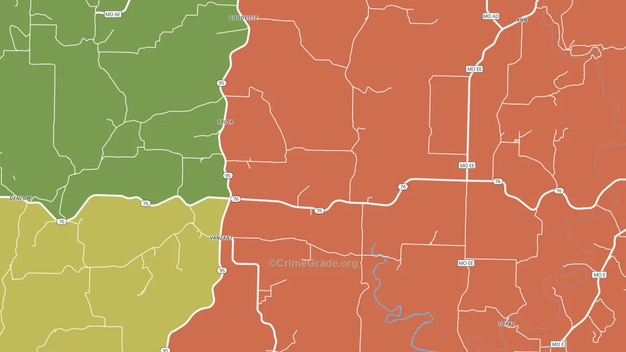 Vanzant, MO Map of Drug-Related Crime Rates
