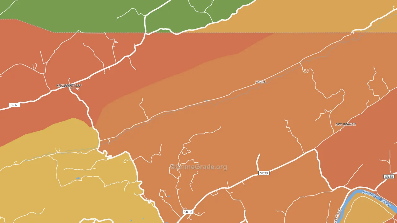 Vardy, TN Map of Drug-Related Crime Rates