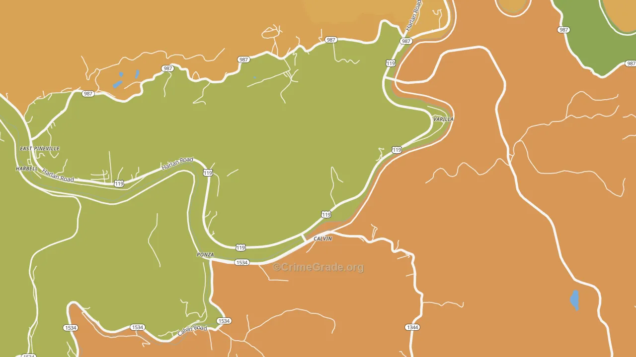 Varilla, KY Map of Drug-Related Crime Rates