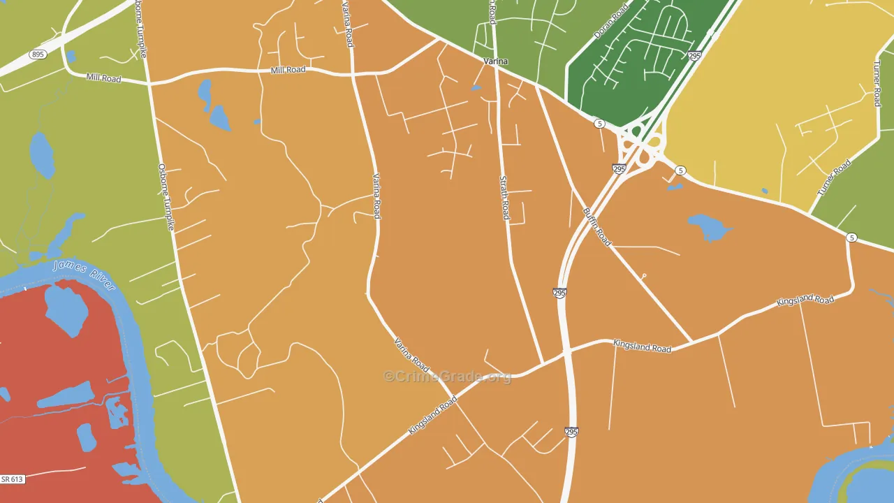 Varina, VA Map of Drug-Related Crime Rates