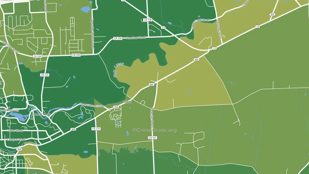 Varna, NY Map of Drug-Related Crime Rates