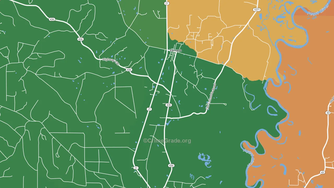 Varnado, LA Map of Drug-Related Crime Rates