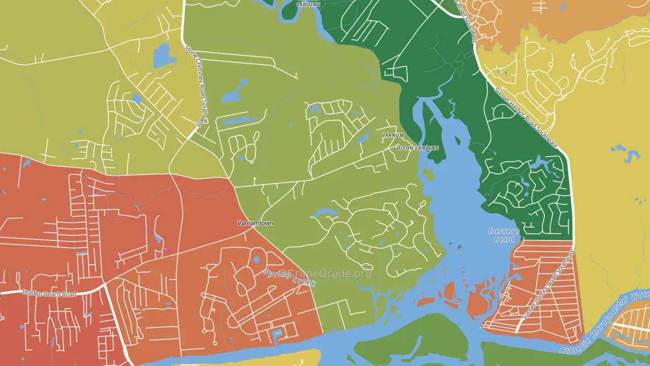 Varnamtown, NC Map of Drug-Related Crime Rates