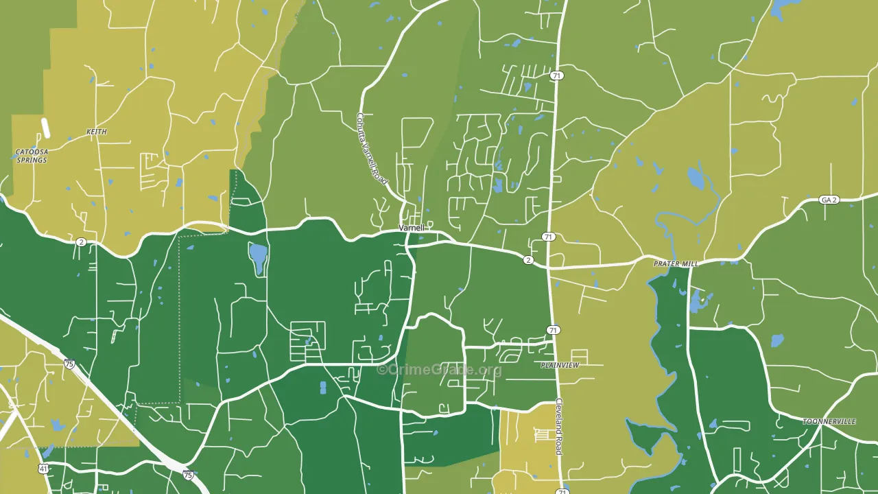 Varnell, GA Map of Drug-Related Crime Rates
