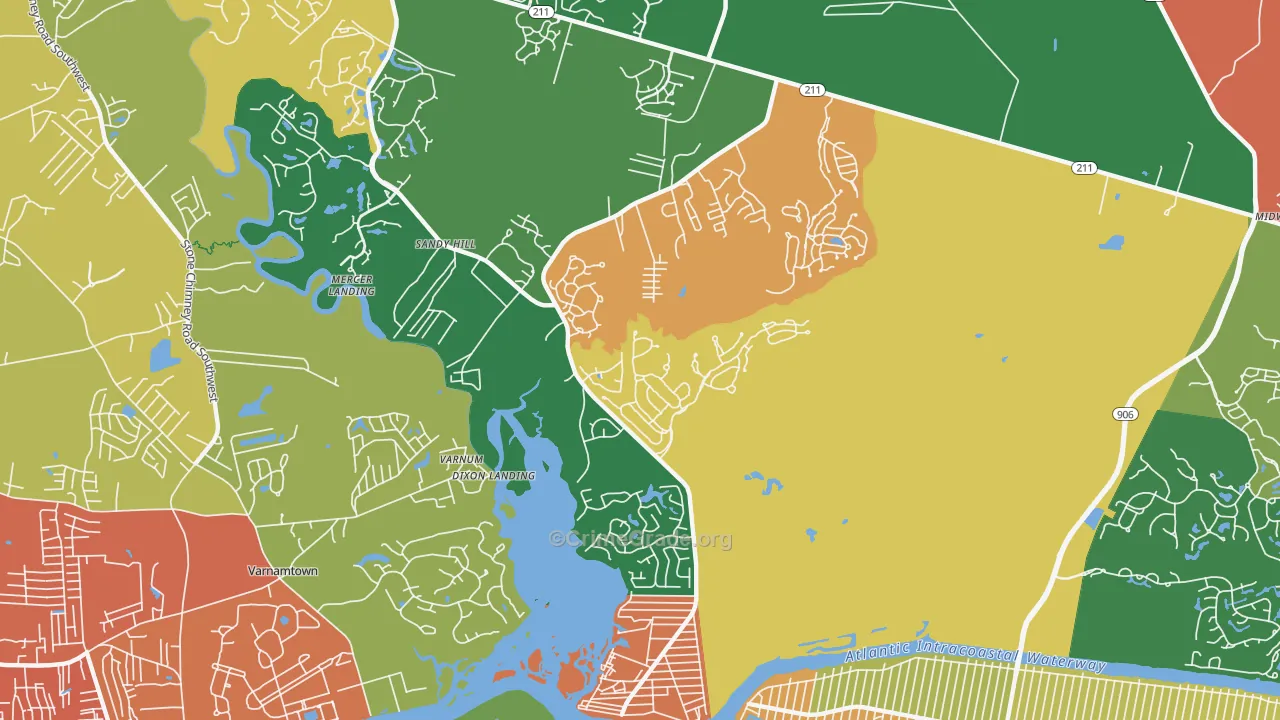 Varnum, NC Map of Drug-Related Crime Rates