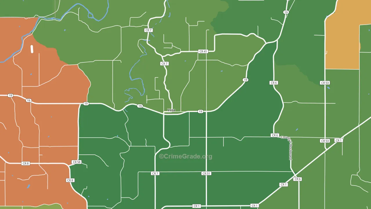 Vasa, MN Map of Drug-Related Crime Rates