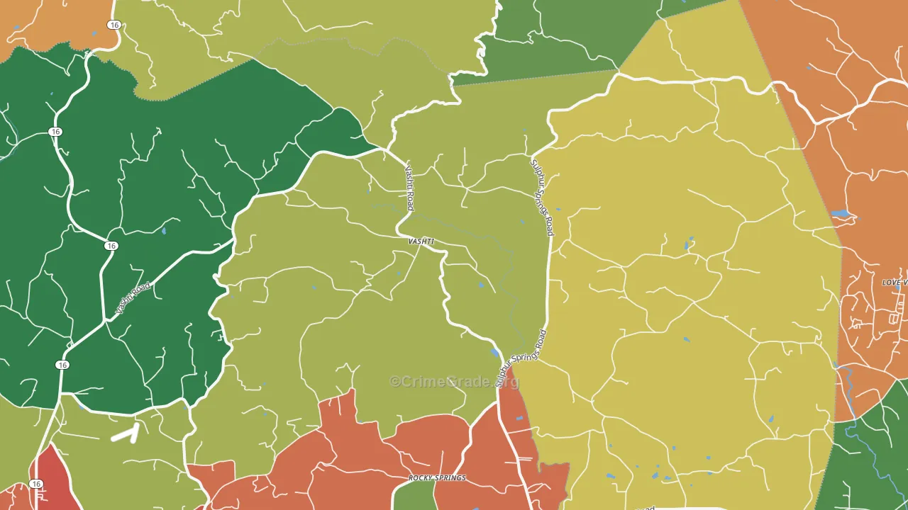 Vashti, NC Map of Drug-Related Crime Rates